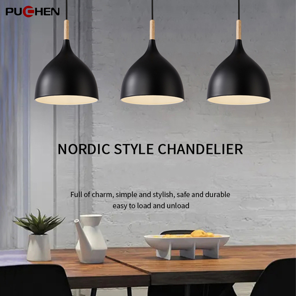 E27 Pendant Iron+Wood Model