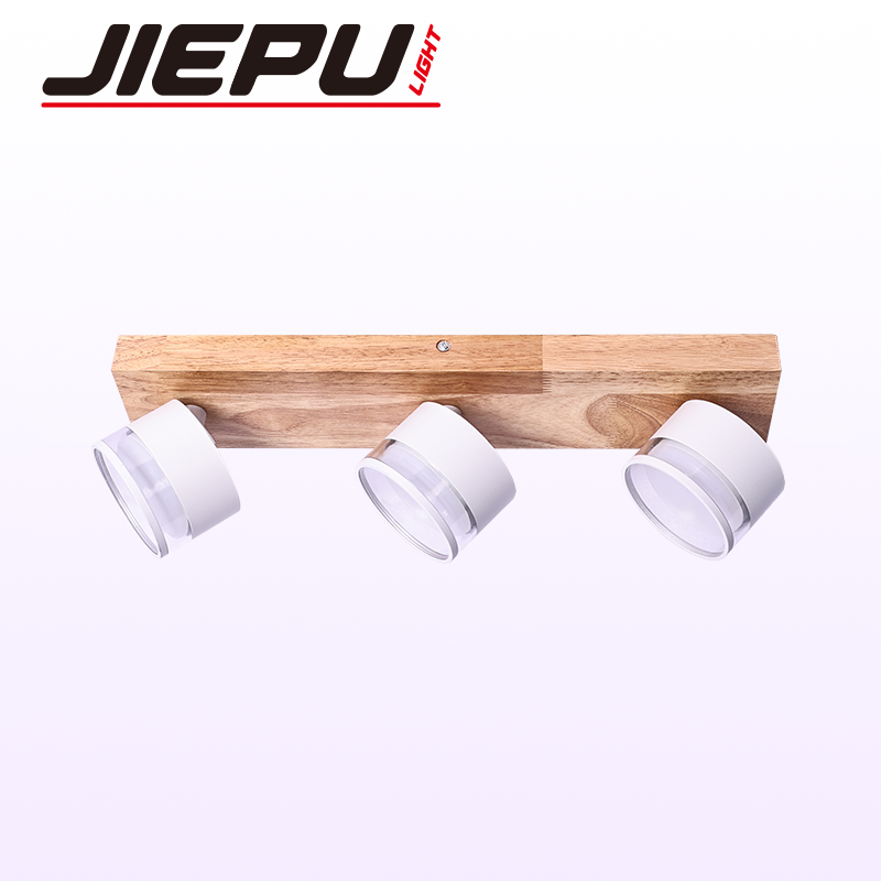 GX53 Wooden base spotlight Three head